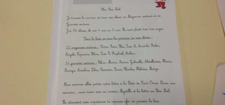 Lettre au Père Noël en MS-GS Lettre au Père Noël en MS-GS